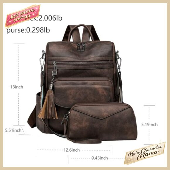 Leather Convertible Backpack Purse Multipurpose Travel Satchel Shoulder Bag